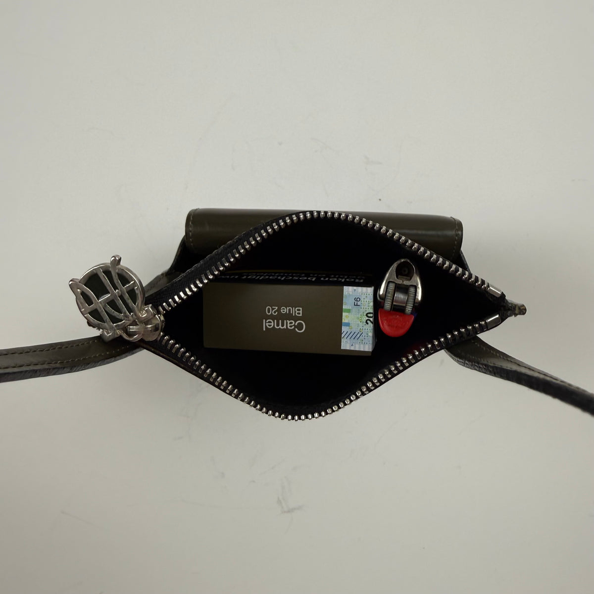 Jean Paul Gaultier Leather Crossbody Bag + Matching Wallet — Olive Green — OS