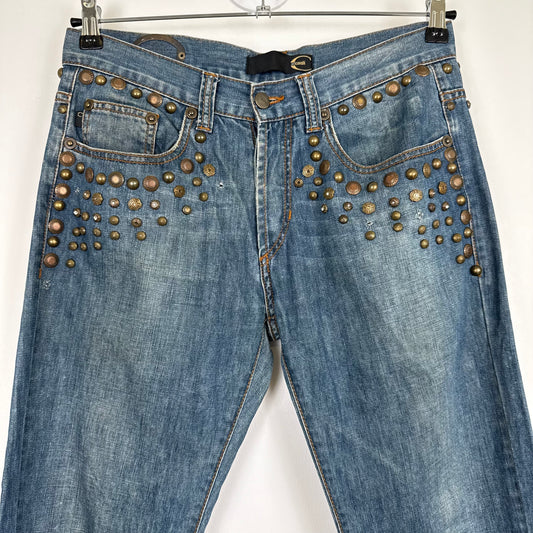 Just Cavalli Vintage Heavy Studded Straight-Leg Jeans
