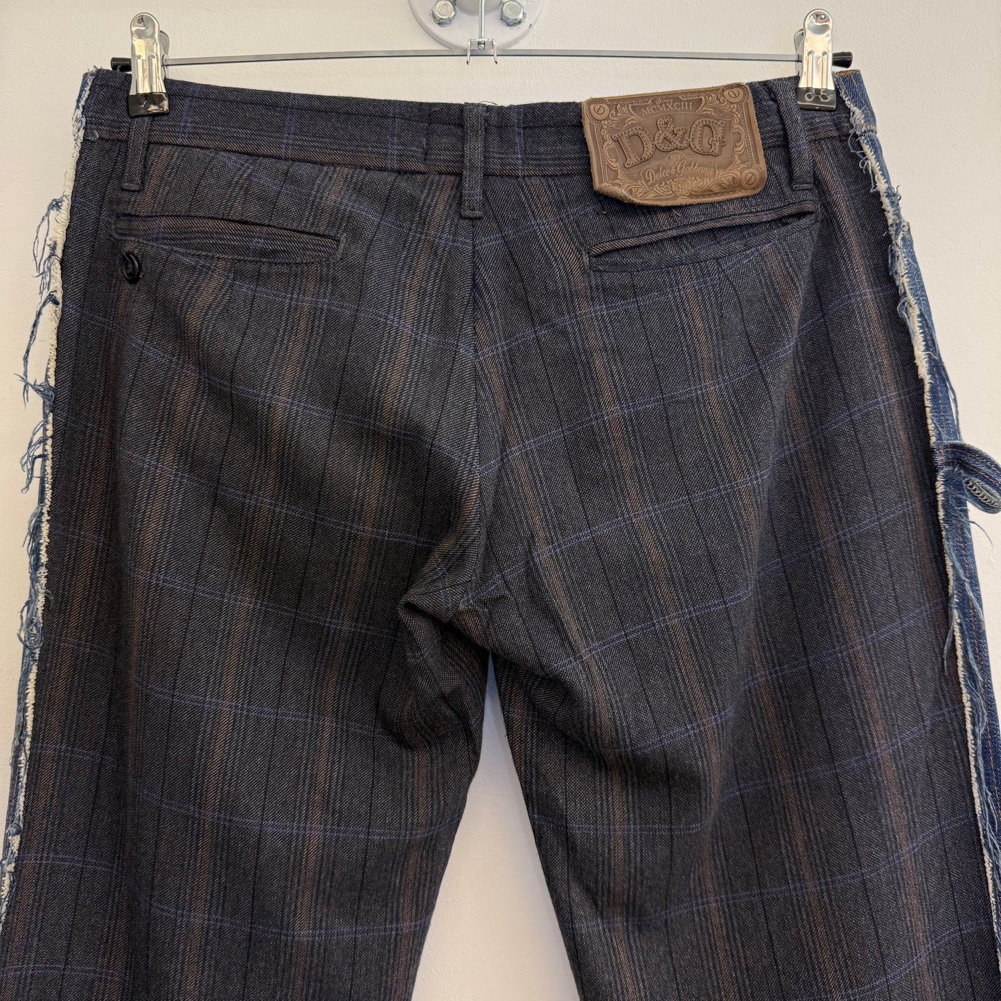 D&G Dolce & Gabbana Hybrid Denim-Checked Trousers