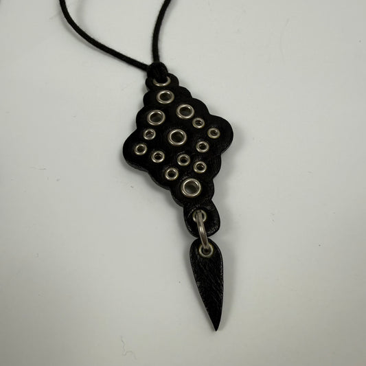 Jean Paul Gaultier Leather Grommet Pendant Necklace