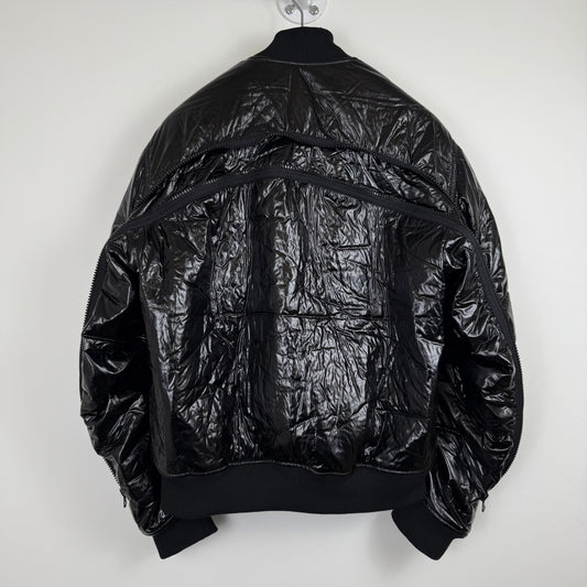 Dries Van Noten FW21 Back-Zip Crinkled Technical Bomber