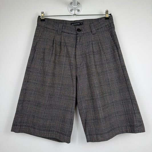 Maas Broekhuizen Grey Plaid Wide-Leg Shorts (Dries Van Noten Fabric)