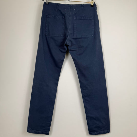 Maison Margiela Blue Heavy Cotton Twill No-Loop Trousers