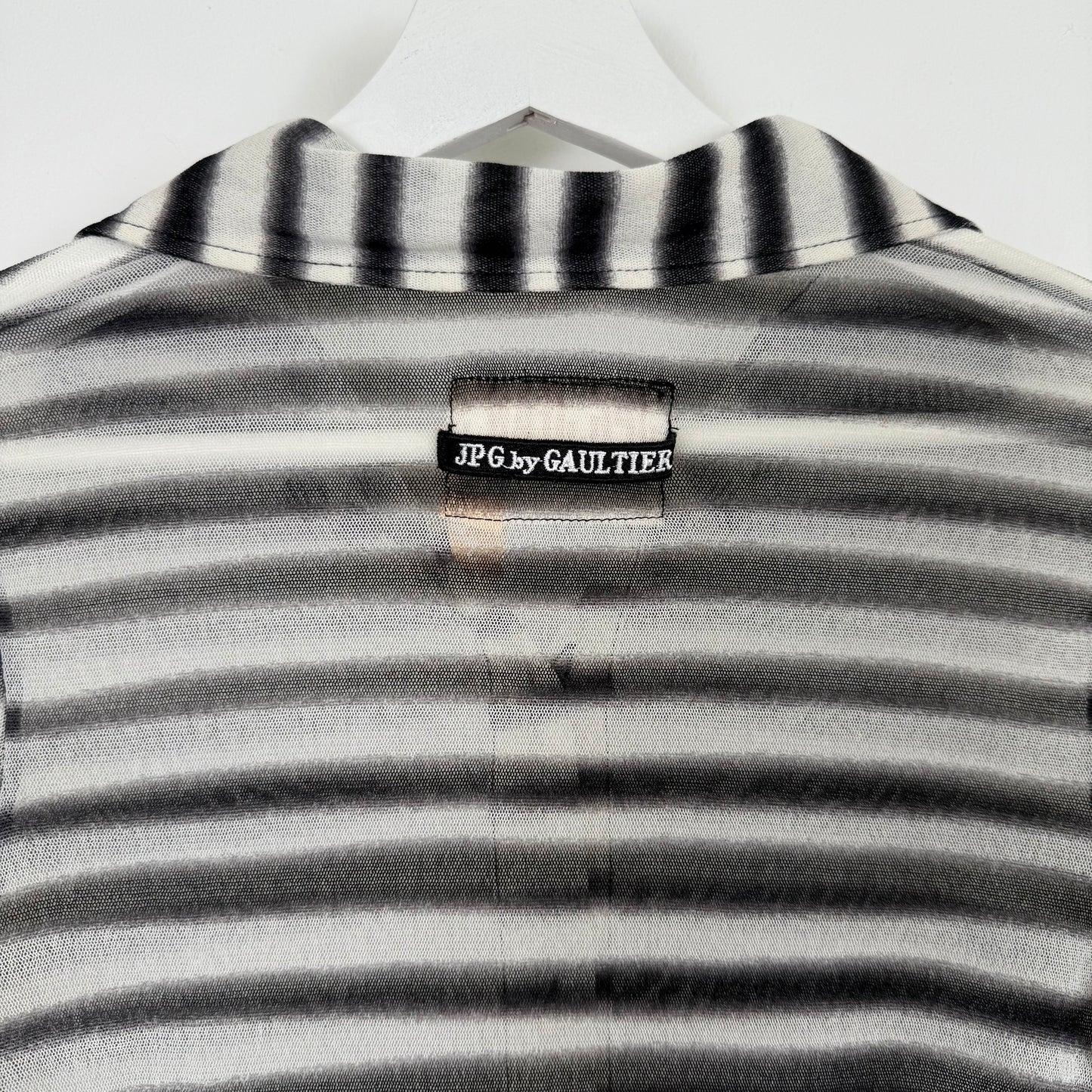 Jean Paul Gaultier JPG. Jean's Blurred Stripe Mesh Top
