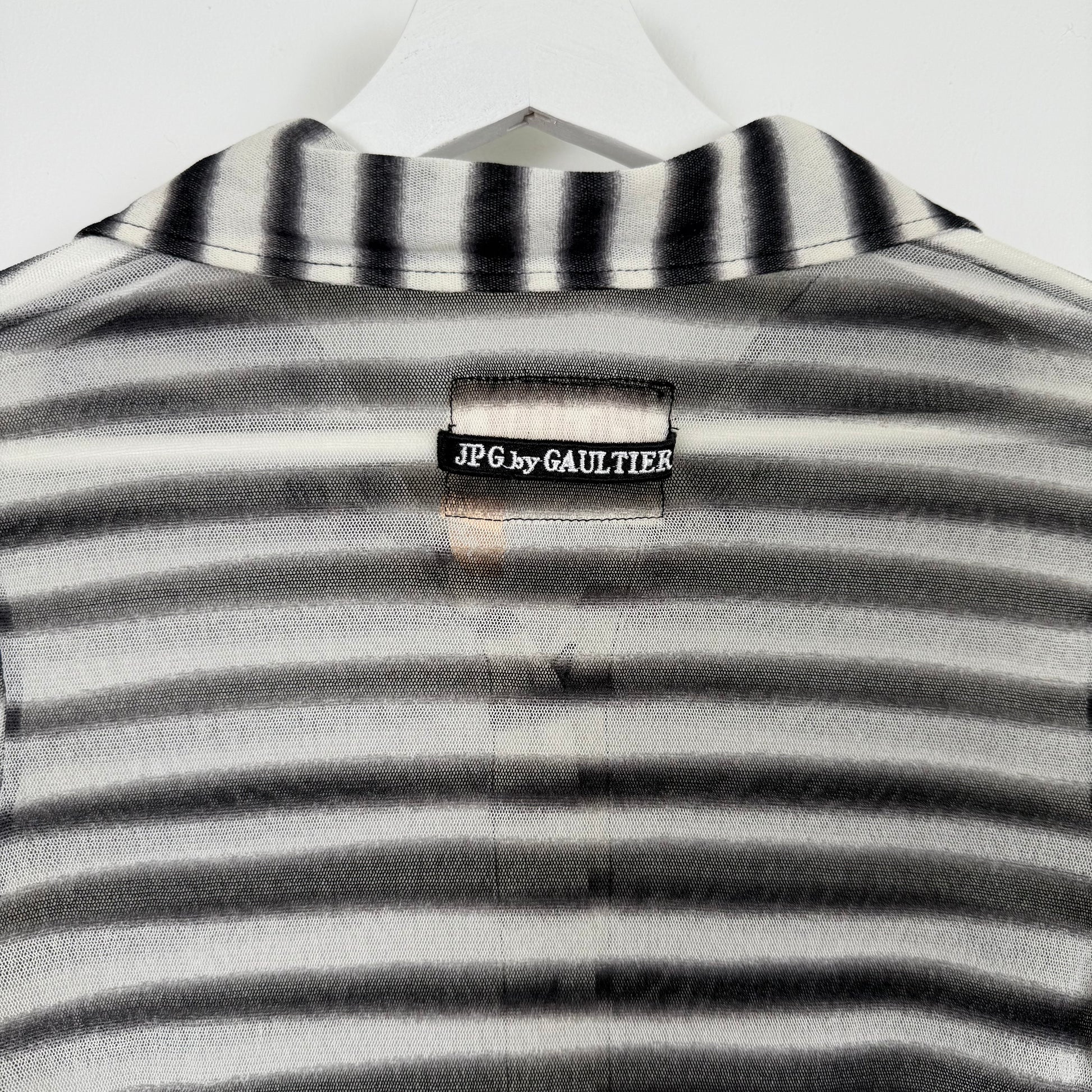 Jean Paul Gaultier JPG. Jean's Blurred Stripe Mesh Top