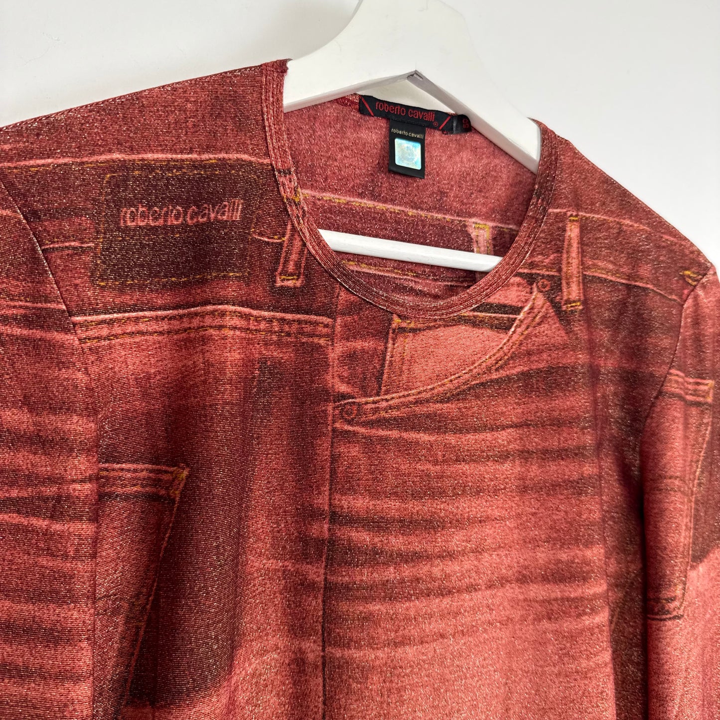 Roberto Cavalli Early 2000s trompe-l’oeil denim longsleeve