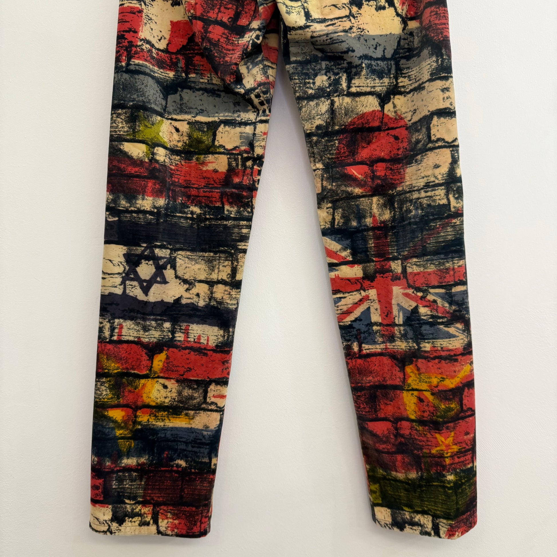 Jean Paul Gaultier "Fight Racism" Brick Wall Print Trousers