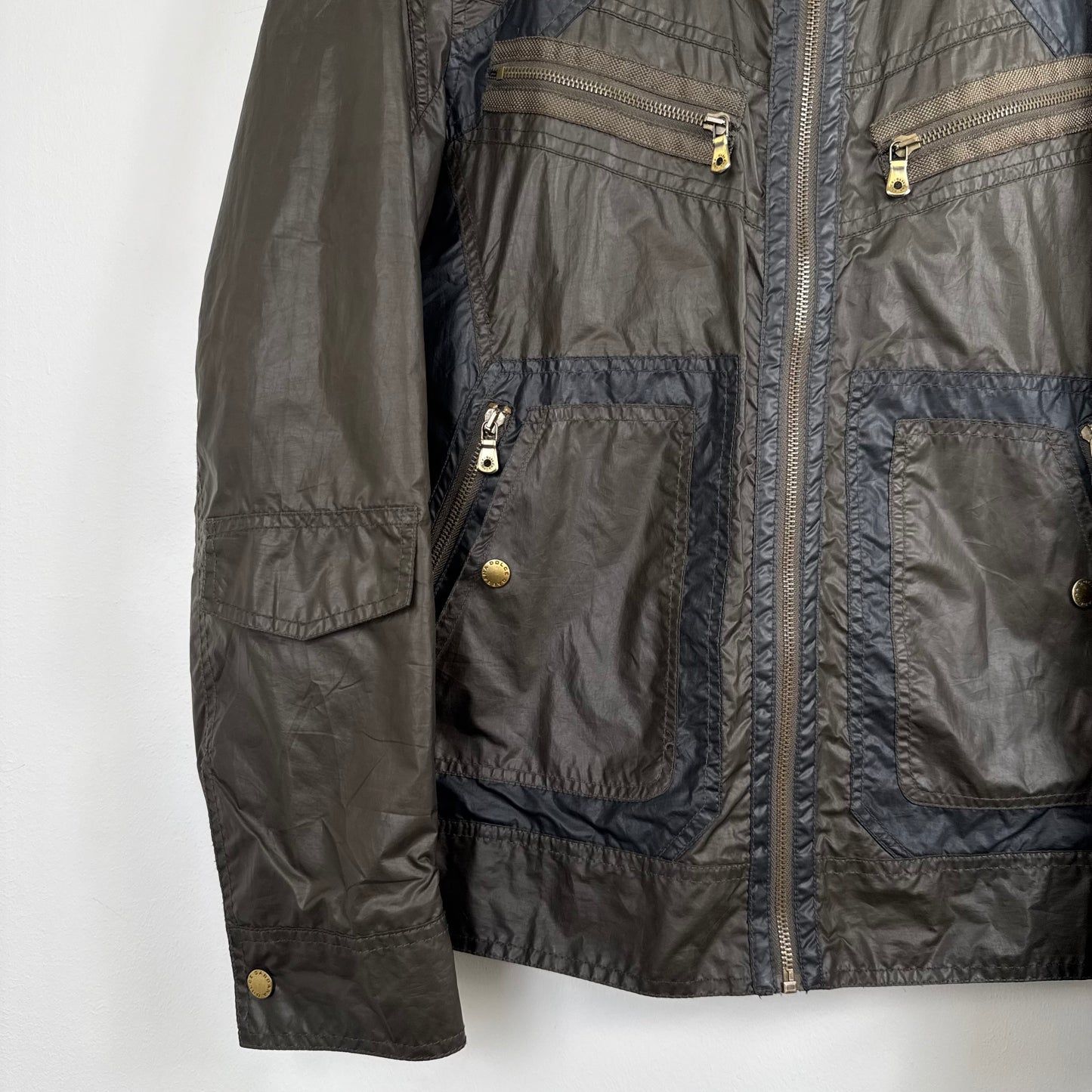 Dolce & Gabbana Vintage 2007 Nylon Utility Jacket ,Cargo Pockets, Khaki/Black