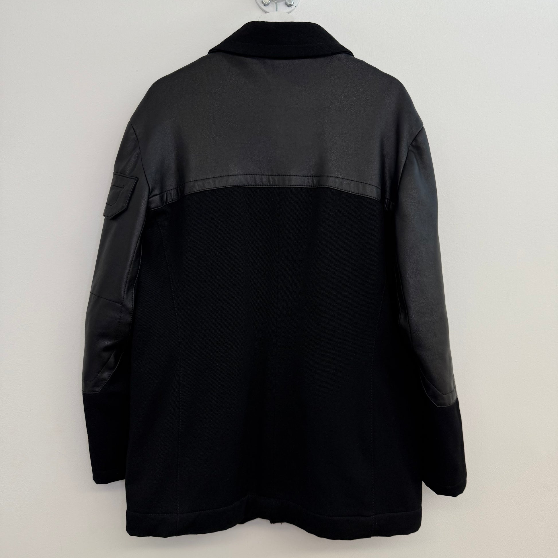 Bikkembergs Asymmetrical Wool & Leather Panel Jacket, A-symmetric zipping