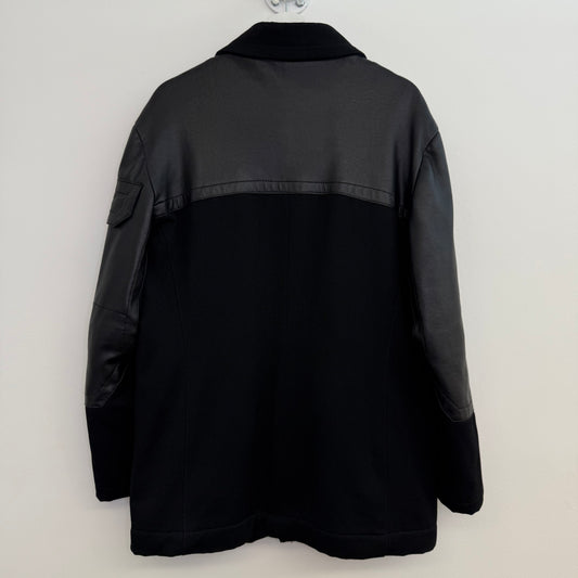 Bikkembergs Asymmetrical Wool & Leather Panel Jacket, A-symmetric zipping