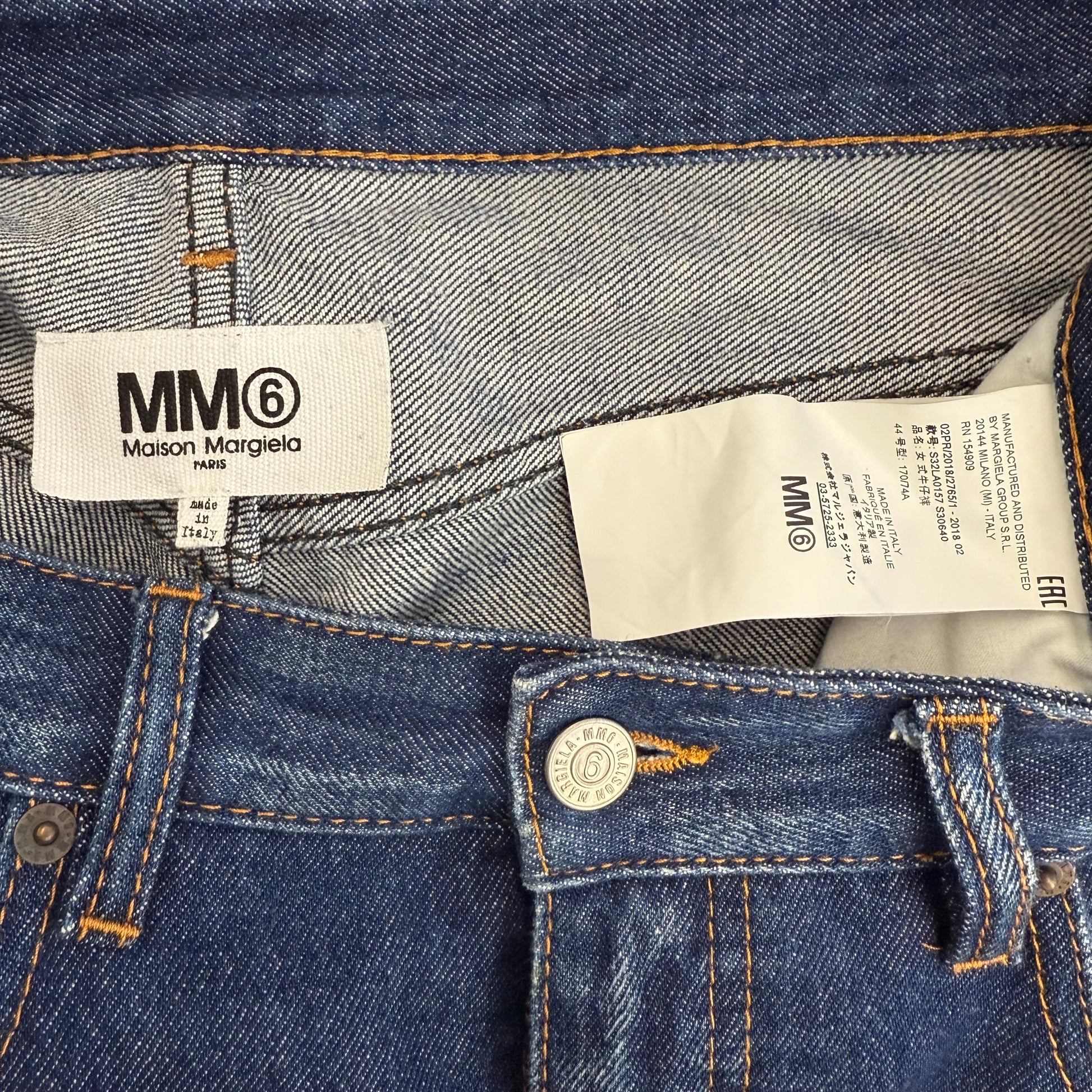 MM6 Maison Margiela Blue Wash Knot-Detail Straight Leg Jeans
