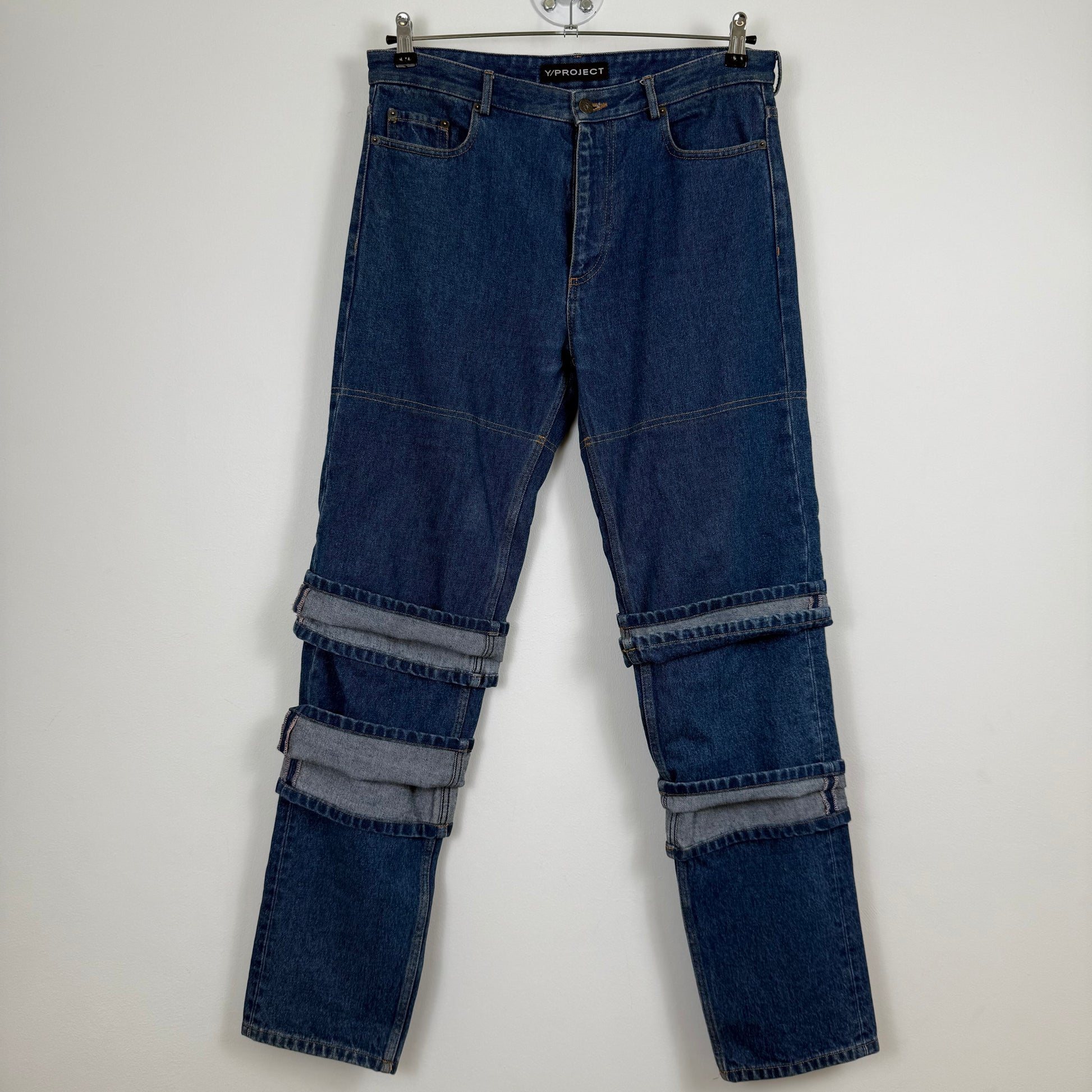 Y/Project Multi-Cuff Layered Denim Jeans