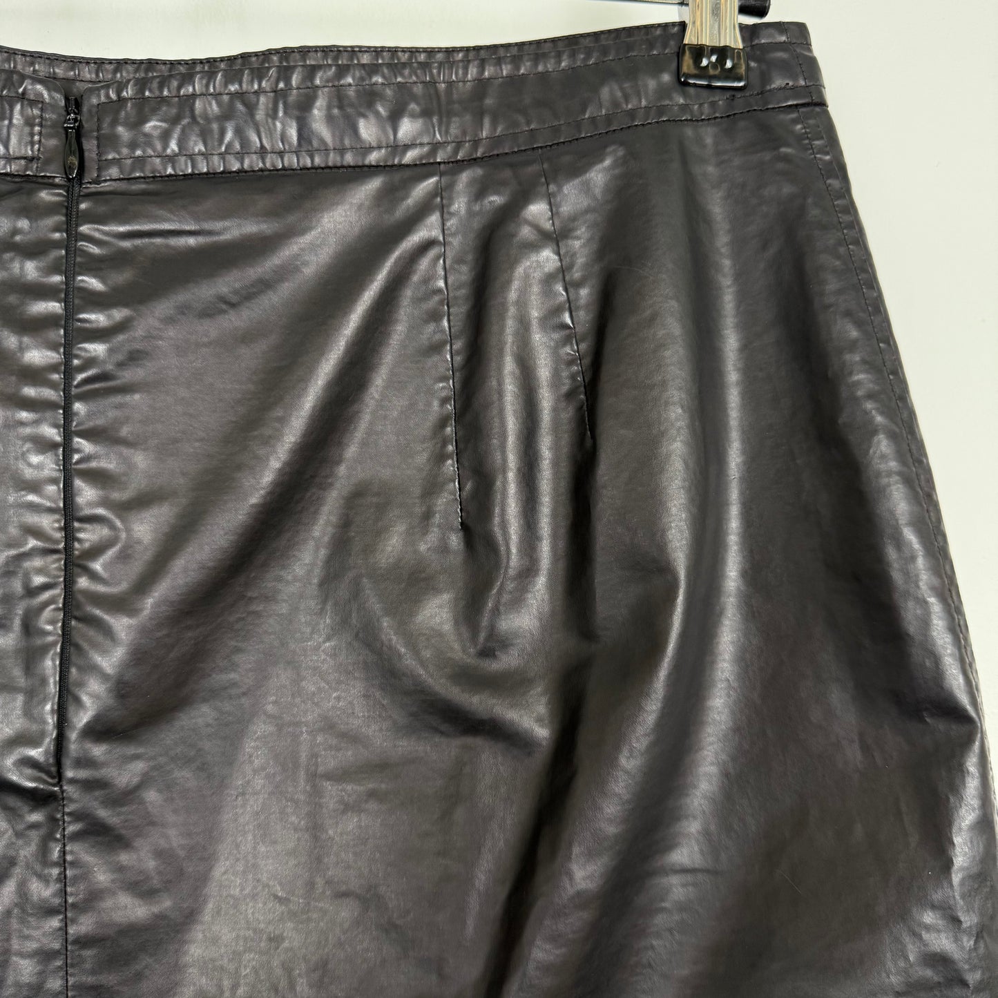 Dries van Noten Fake leather black midi skirt