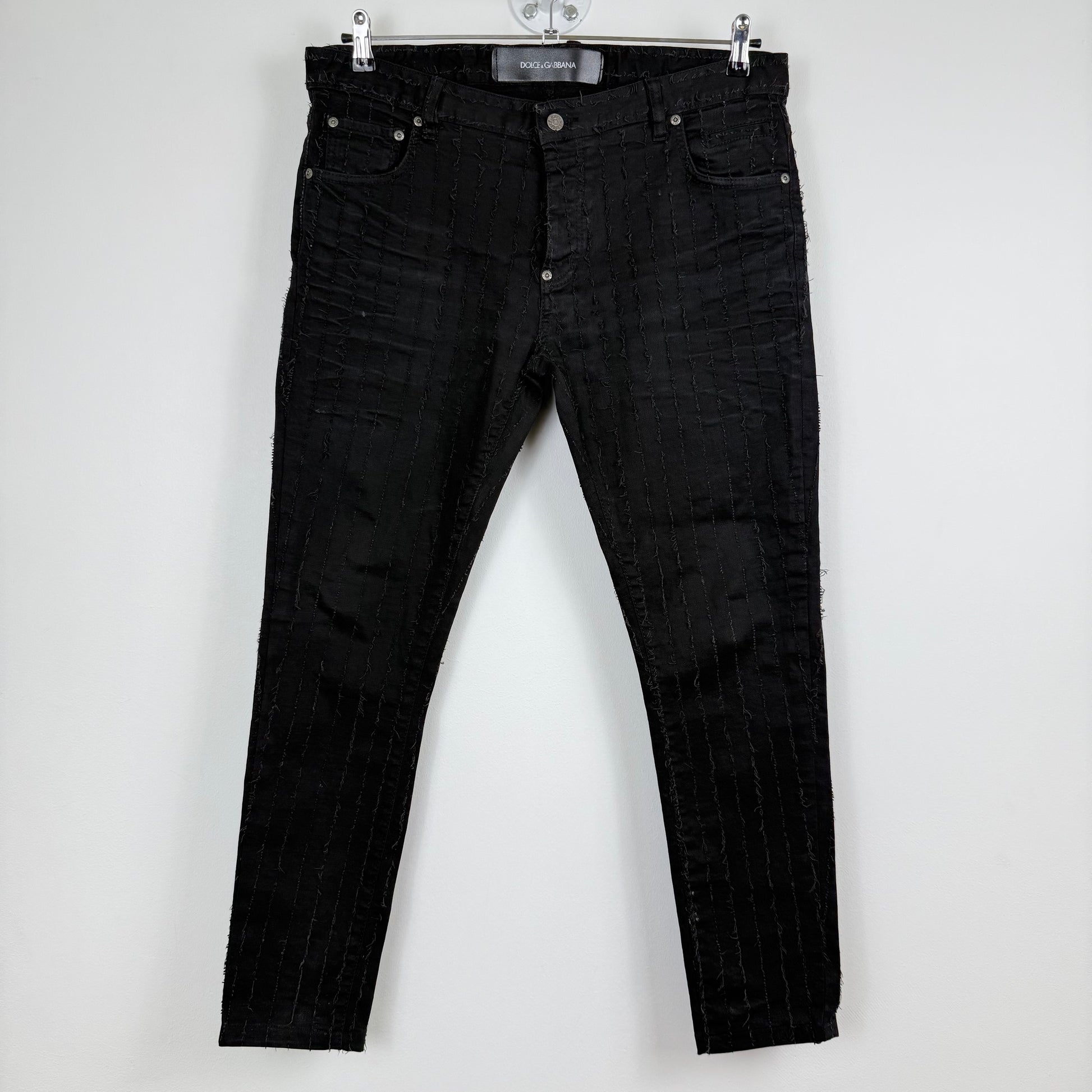 Dolce & Gabbana '14 Gold' Distressed Striped Denim **