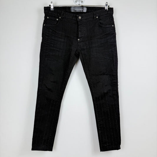 Dolce & Gabbana '14 Gold' Distressed Striped Denim **