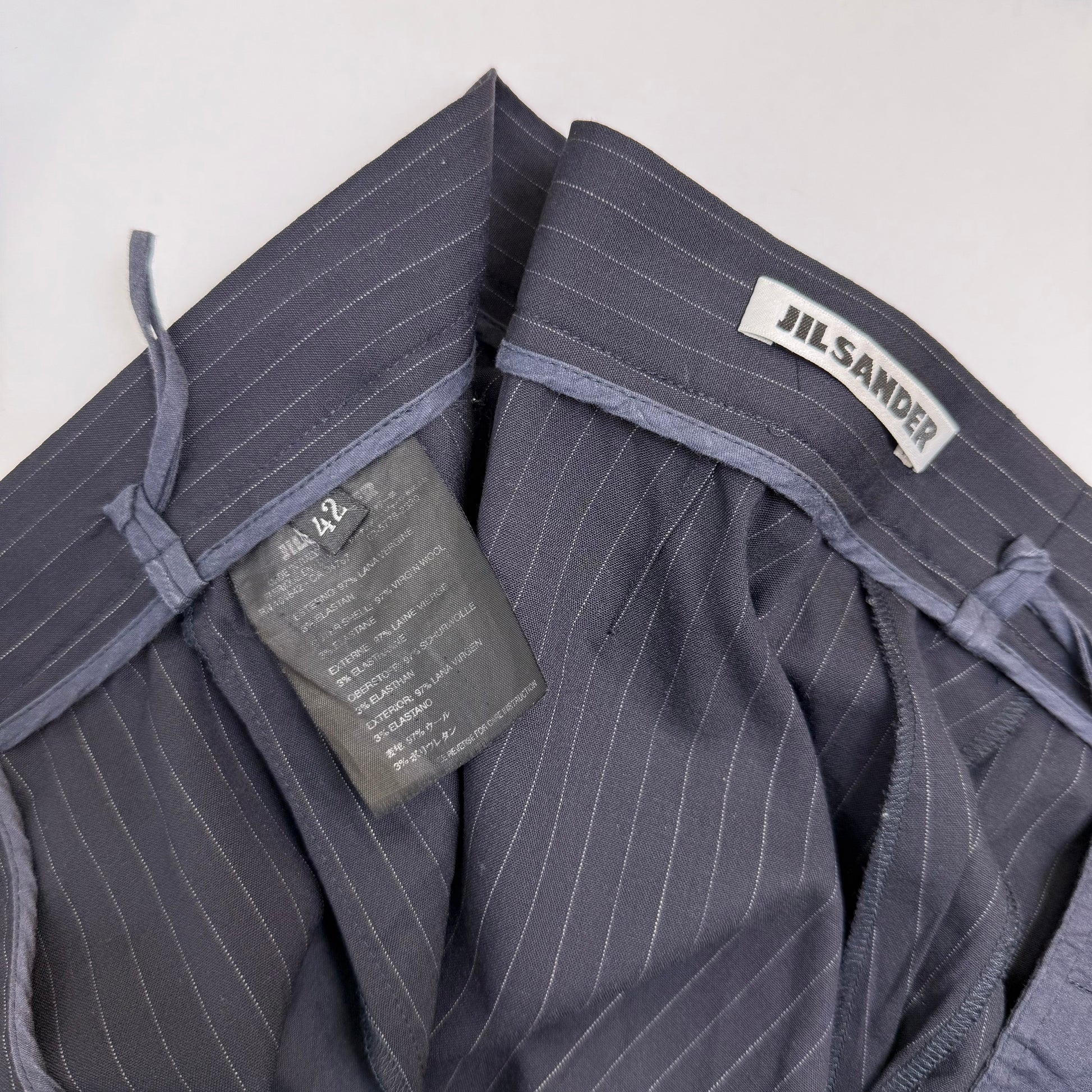 Jil Sander by Raf Simons wide leg pinstripe trousers