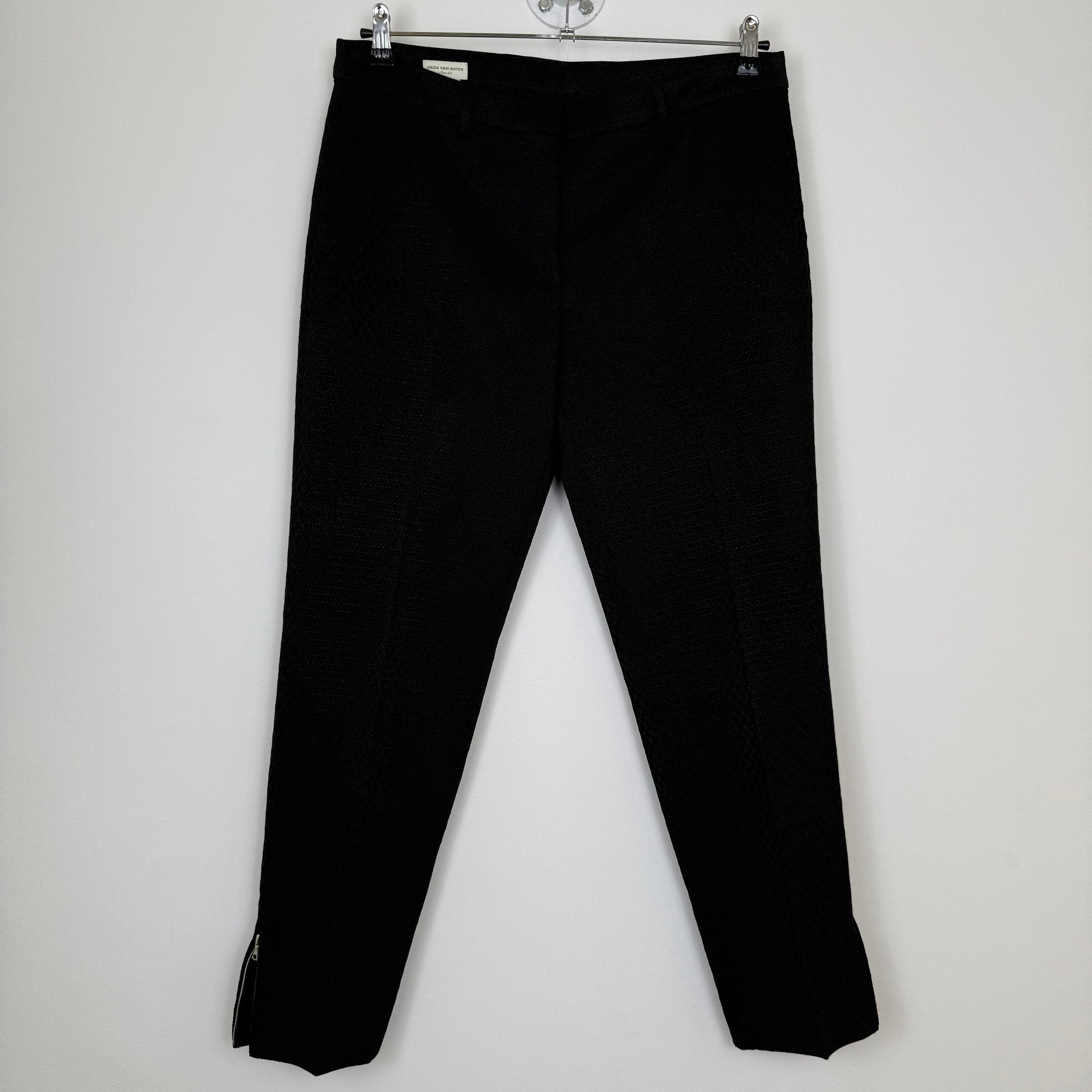 Dries van Noten Textured Slim-Fit trousers with ankle zips