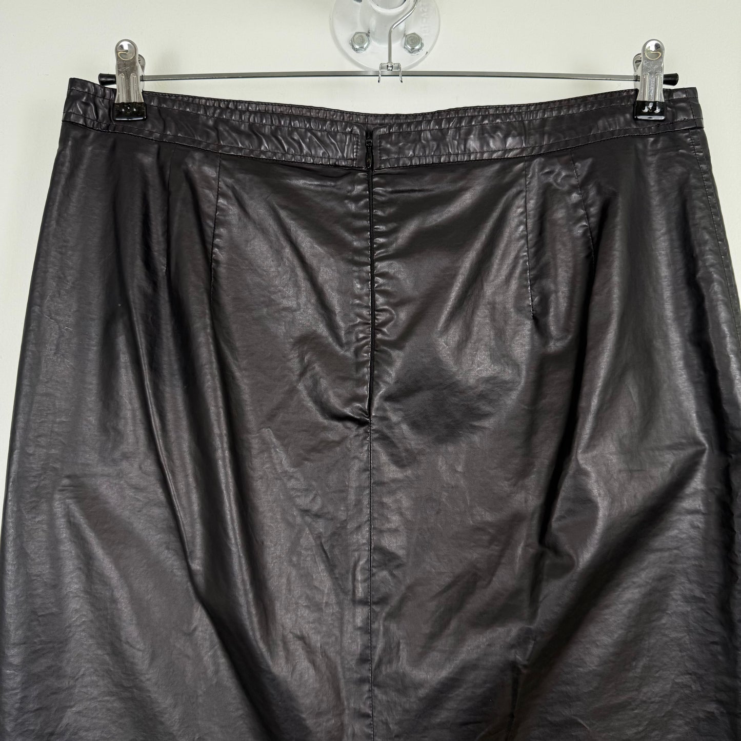Dries van Noten Fake leather black midi skirt