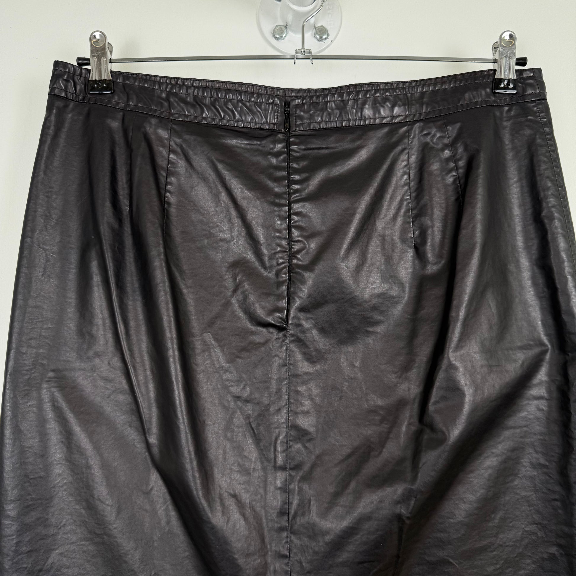 Dries van Noten Fake leather black midi skirt