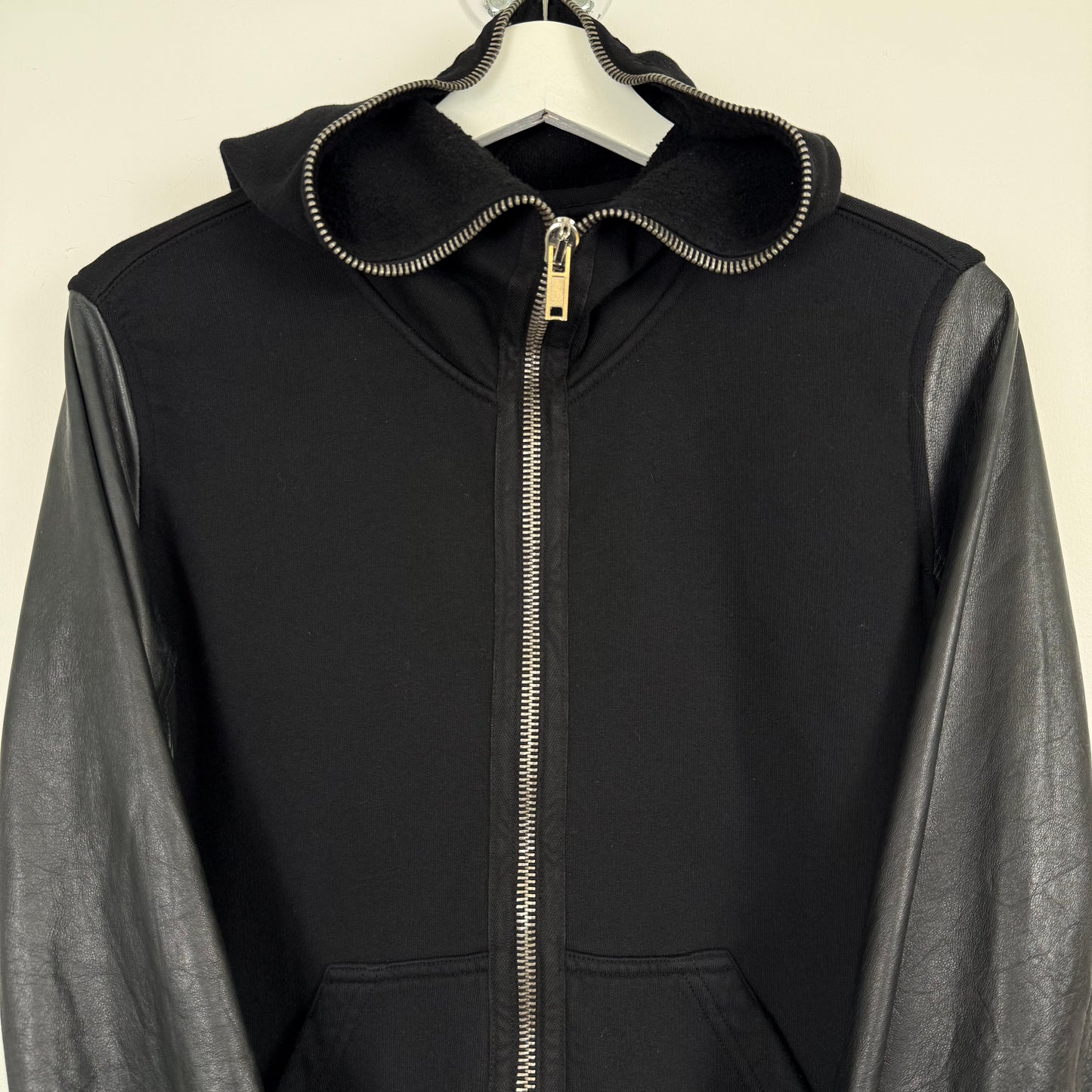 Rick Owens DRKSHDW Leather-Sleeve Gimp Hoodie ss15