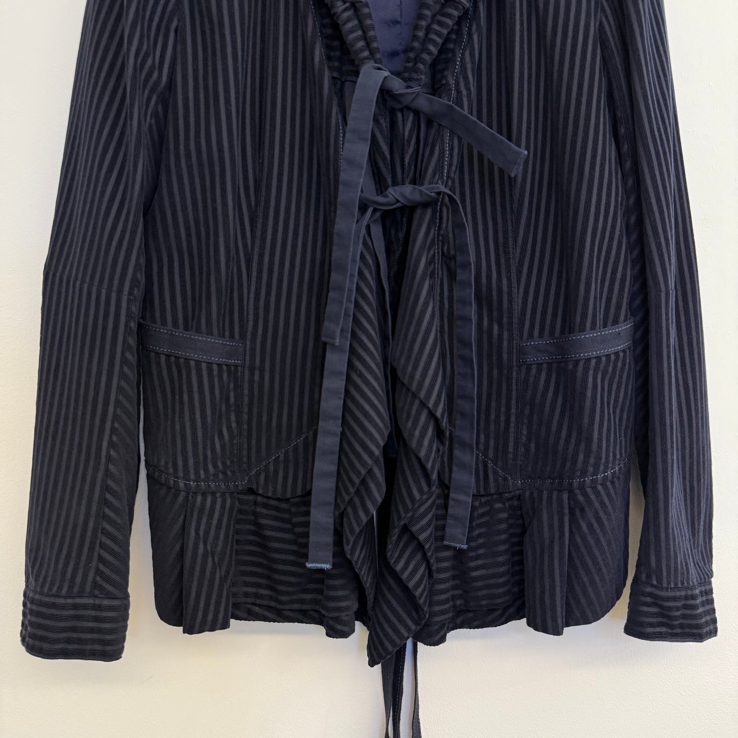 Marithe & Francois Girbaud Striped woven blazer with bondage laces