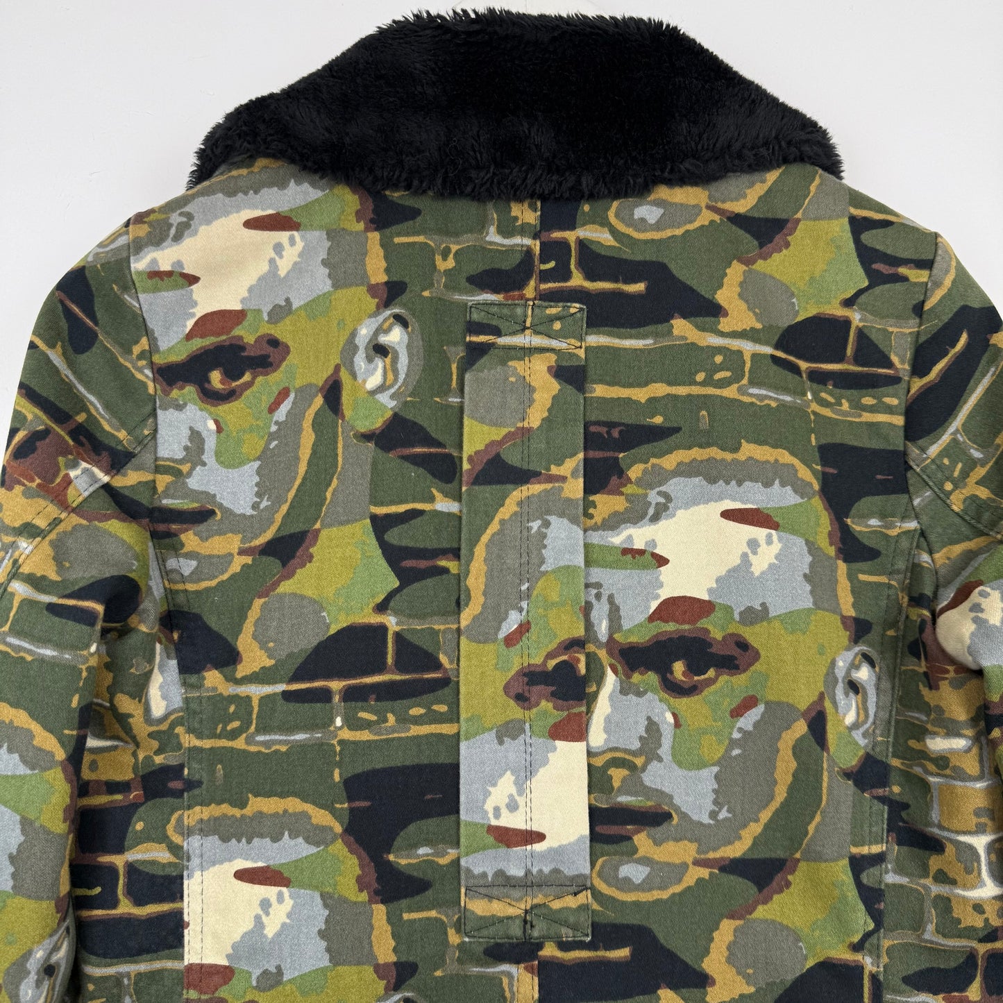 Jean Paul Gaultier 1997 "Fight Racism" Graphic face camo Coat