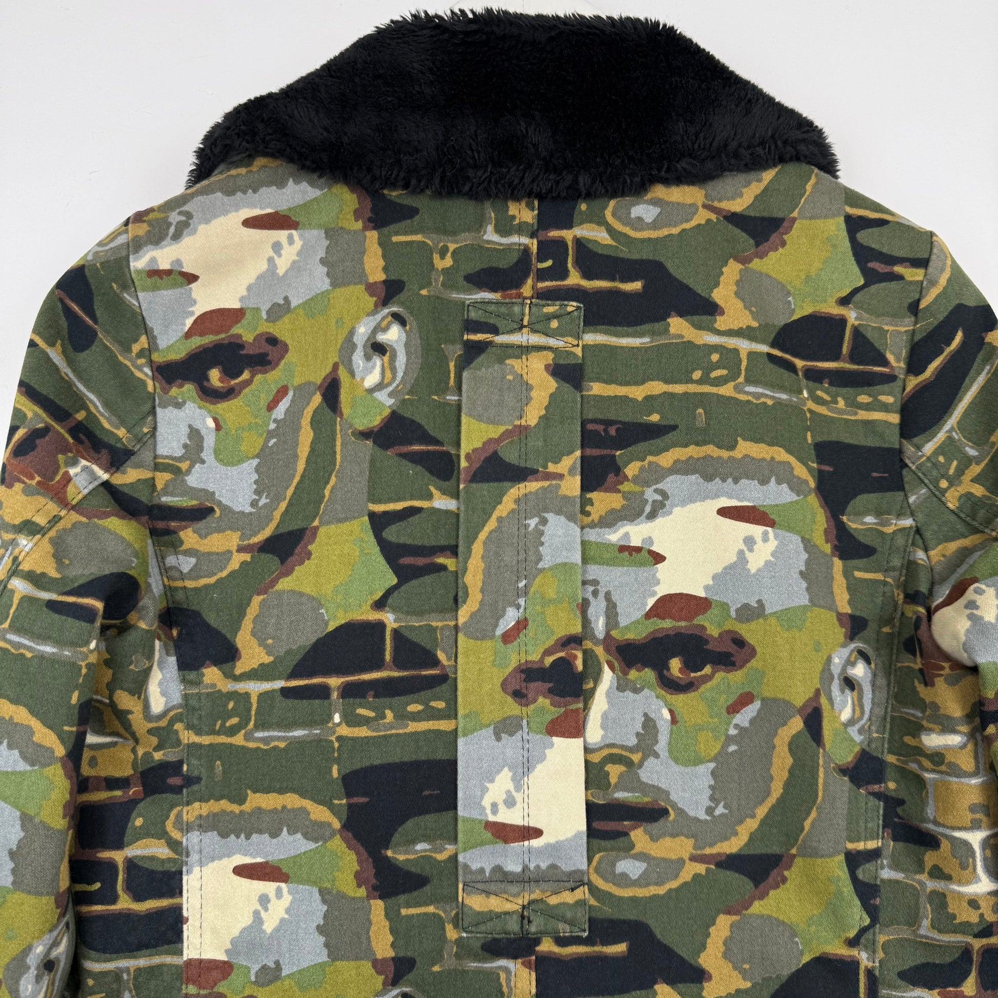 Jean Paul Gaultier 1997 "Fight Racism" Graphic face camo Coat