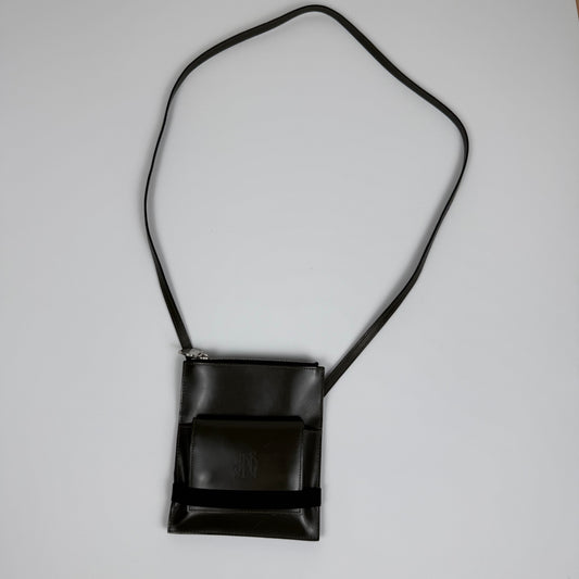 Jean Paul Gaultier Leather Crossbody Bag + Matching Wallet — Olive Green — OS