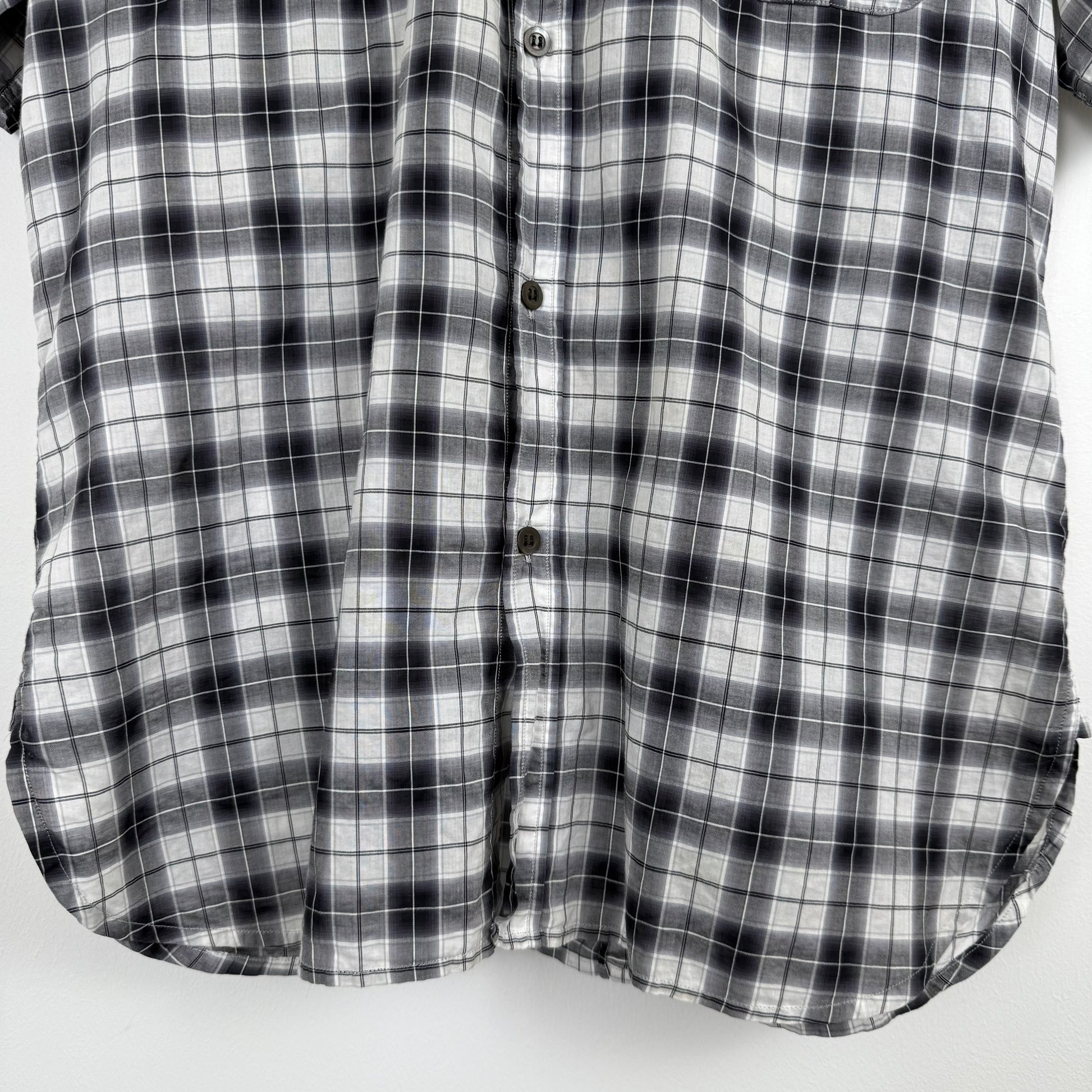 Dries van Noten Plaid Short Sleeve Shirt with Rear Box Pleat (Mid-2000s)