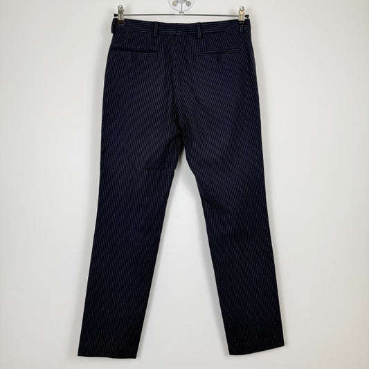 Dries van Noten Pinstripe Tailored Trousers Dark Navy/Grey