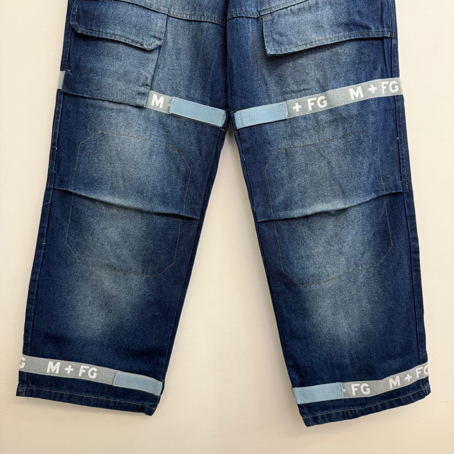 Girbaud wide blue washed denim cargo jeans