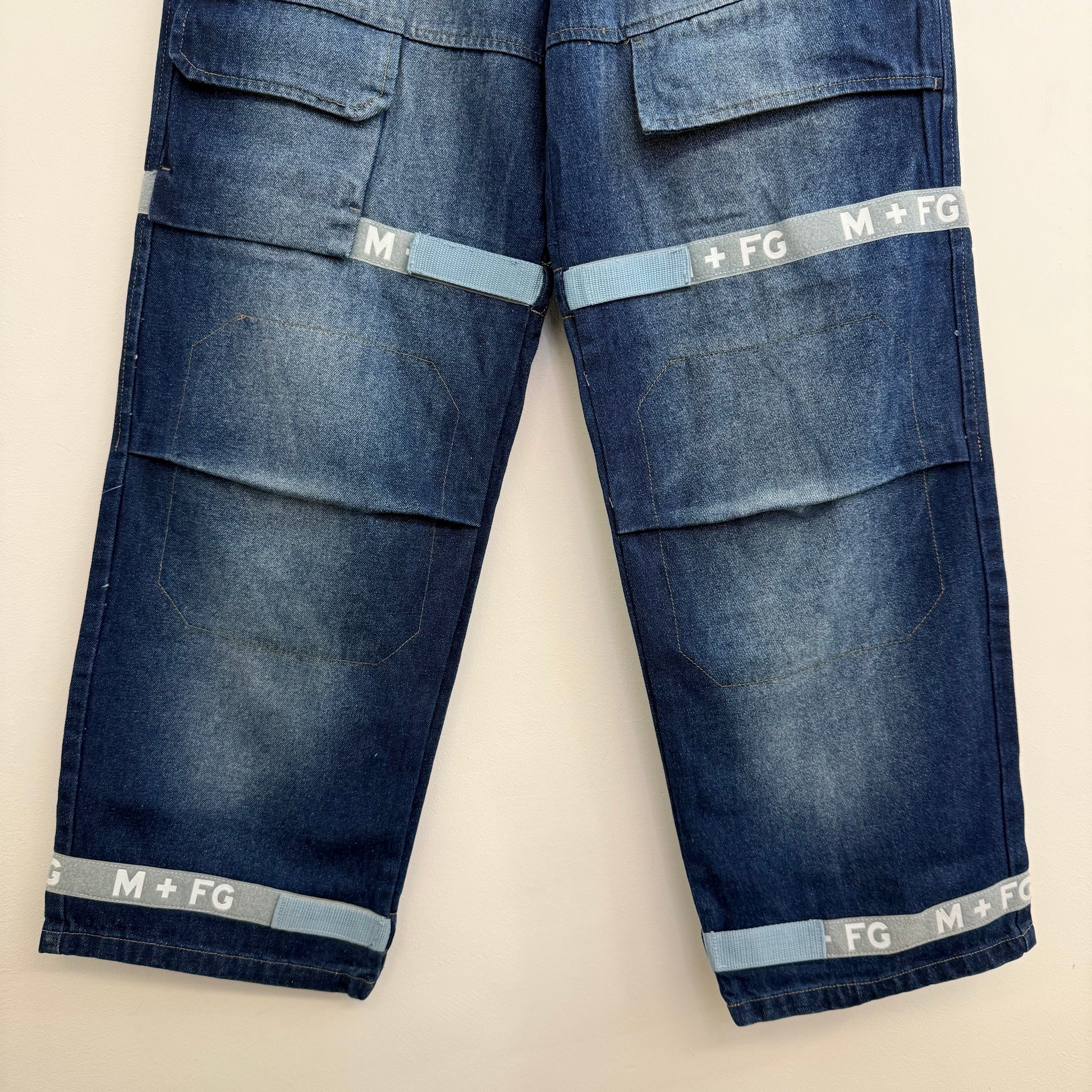 Girbaud wide blue washed denim cargo jeans