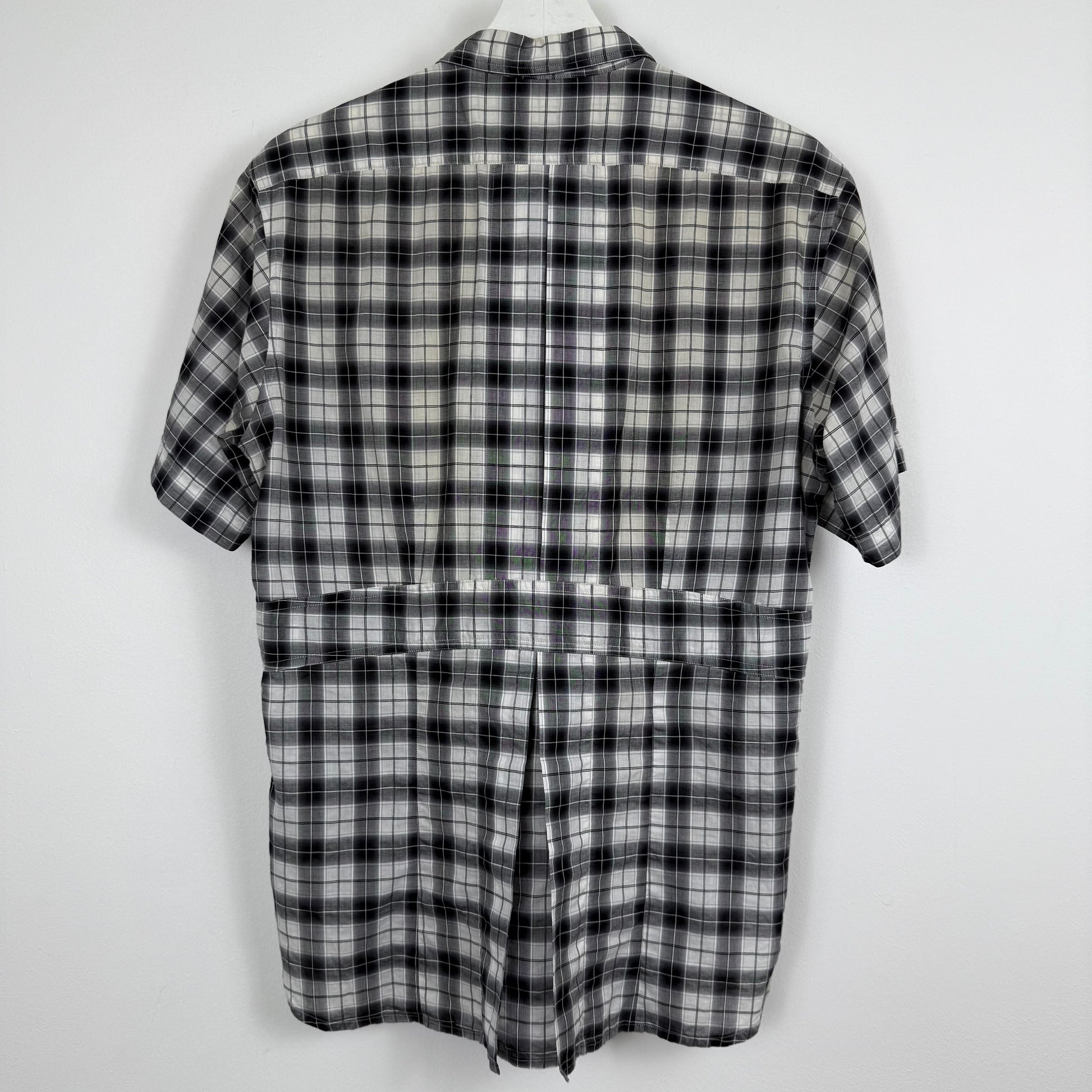 Dries van Noten Plaid Short Sleeve Shirt with Rear Box Pleat (Mid-2000s)