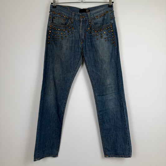 Just Cavalli Vintage Heavy Studded Straight-Leg Jeans