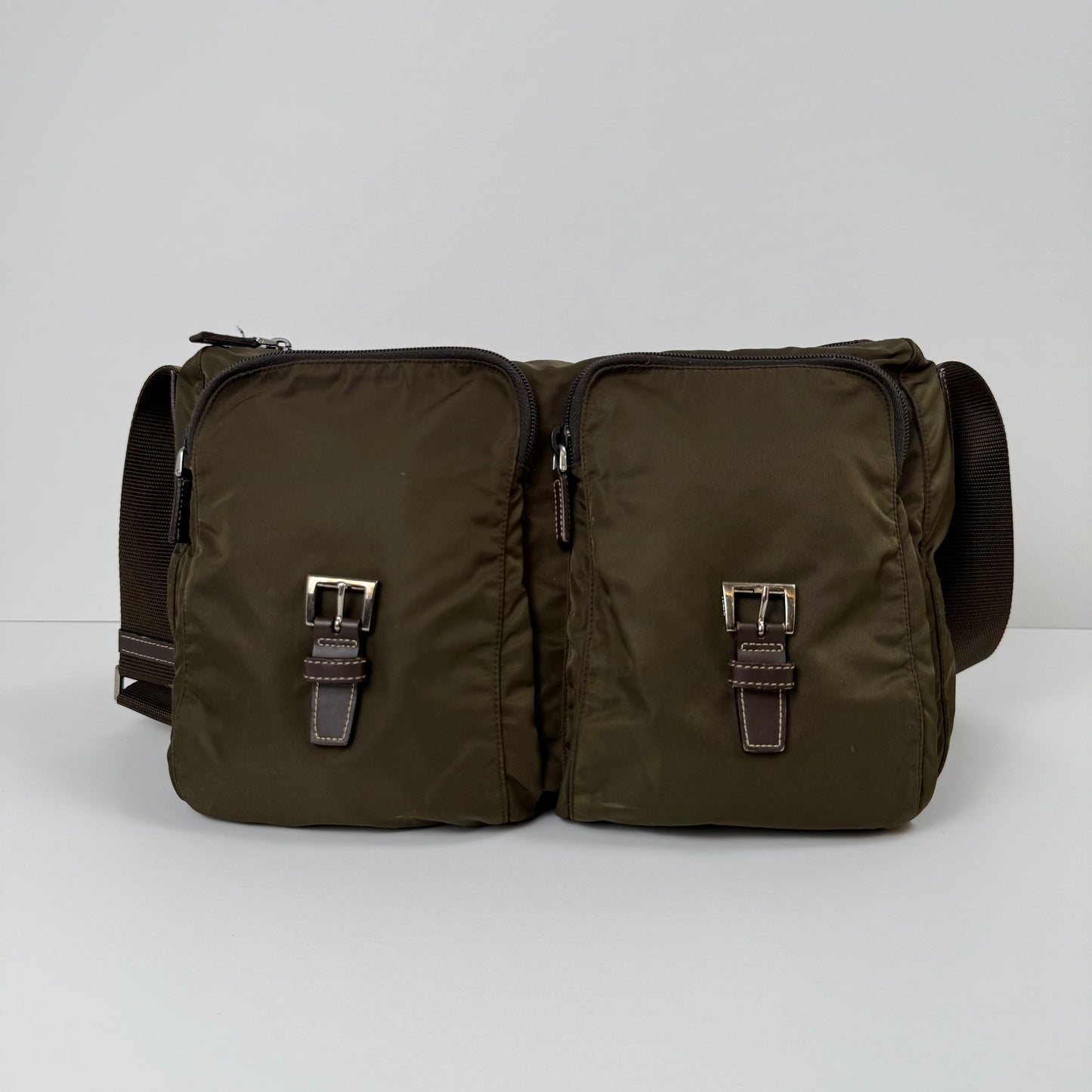 Prada Milano Nylon Double Pocket Messenger Bag