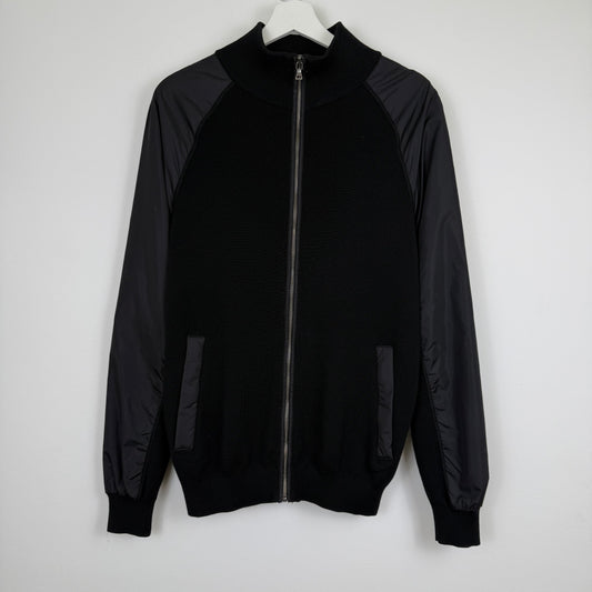 Prada Milano Full Zip Nylon Sleeve Hybrid Knit Jacket