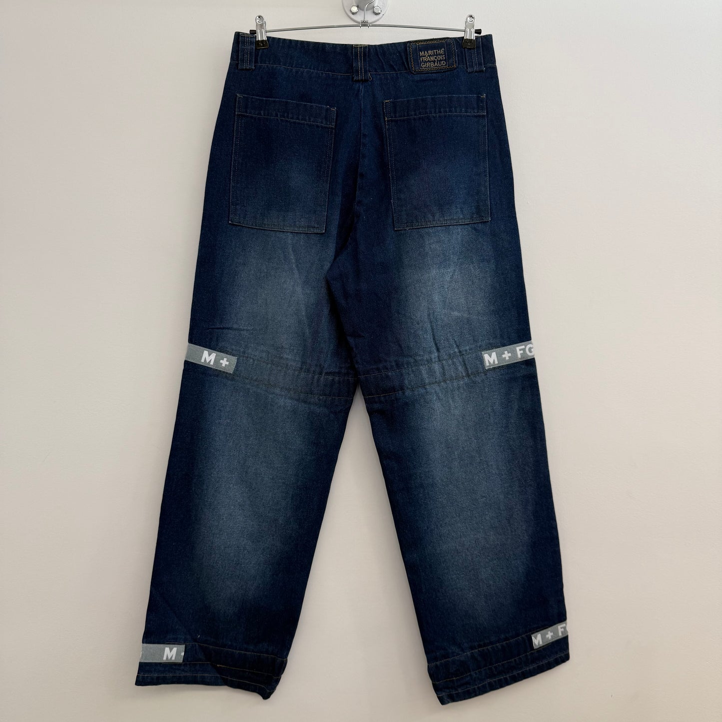 Girbaud wide blue washed denim cargo jeans