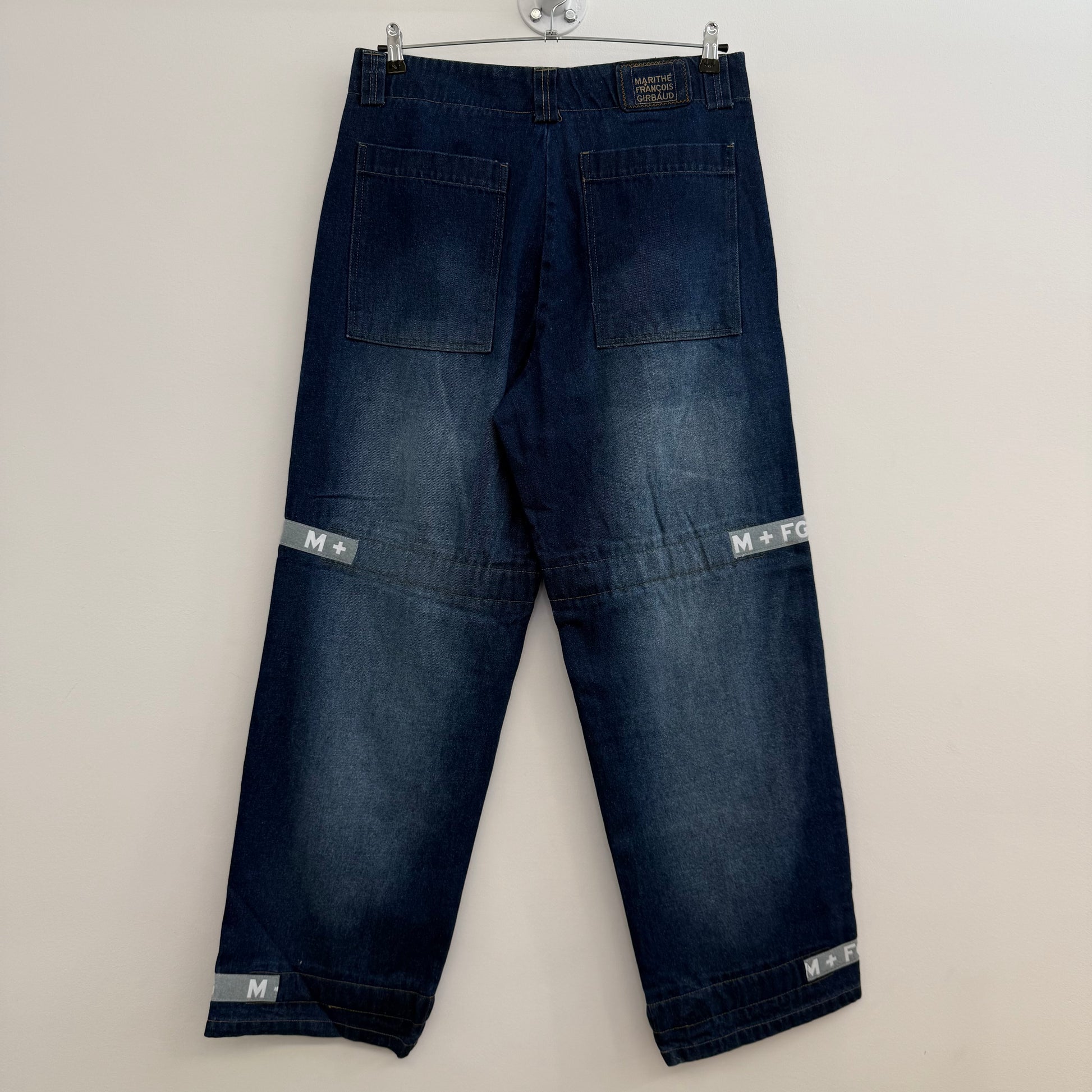 Girbaud wide blue washed denim cargo jeans