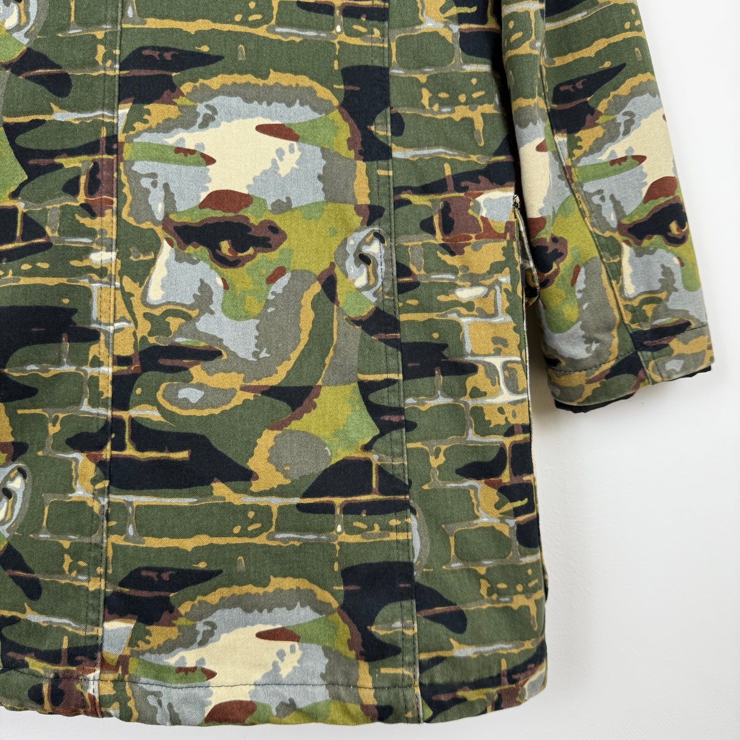 Jean Paul Gaultier 1997 "Fight Racism" Graphic face camo Coat