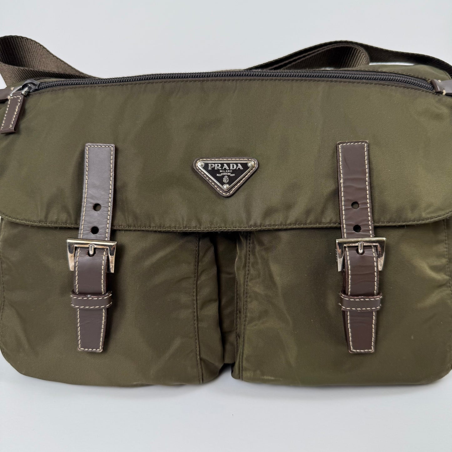 Prada Milano Nylon Double Pocket Messenger Bag