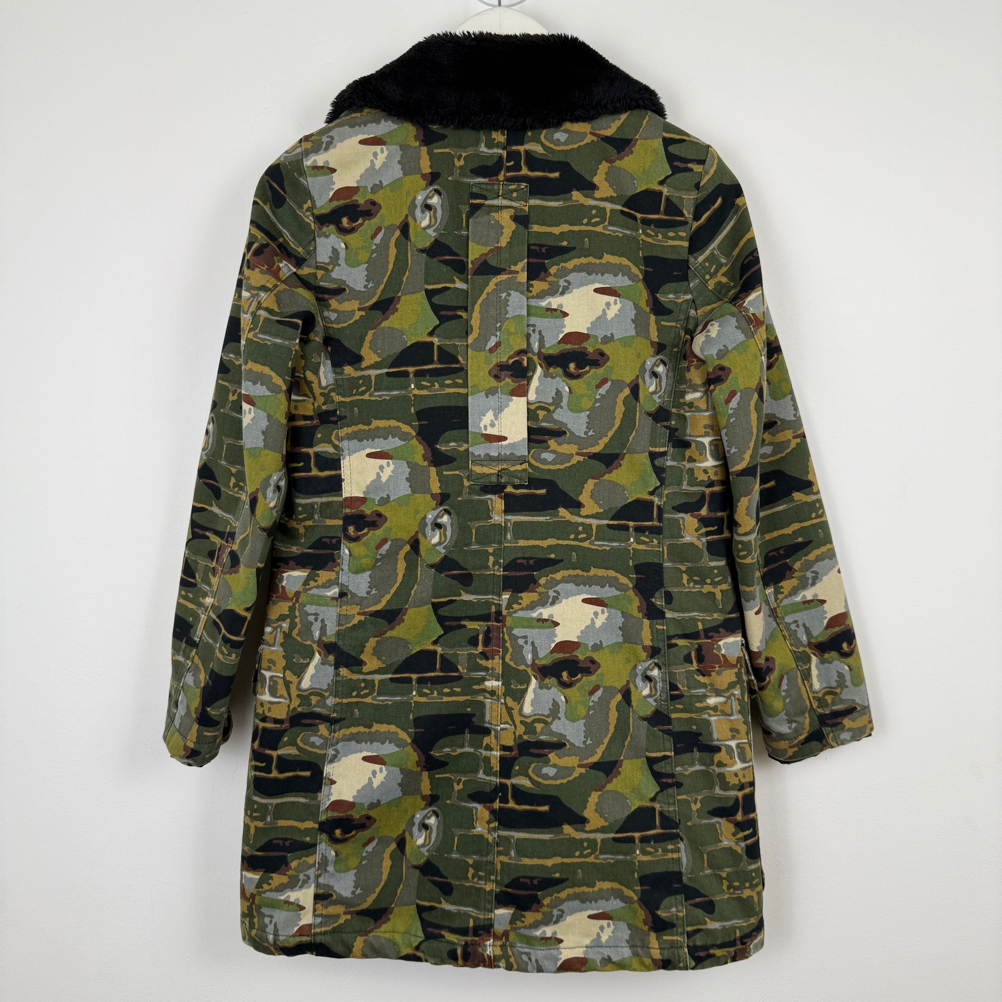 Jean Paul Gaultier 1997 "Fight Racism" Graphic face camo Coat