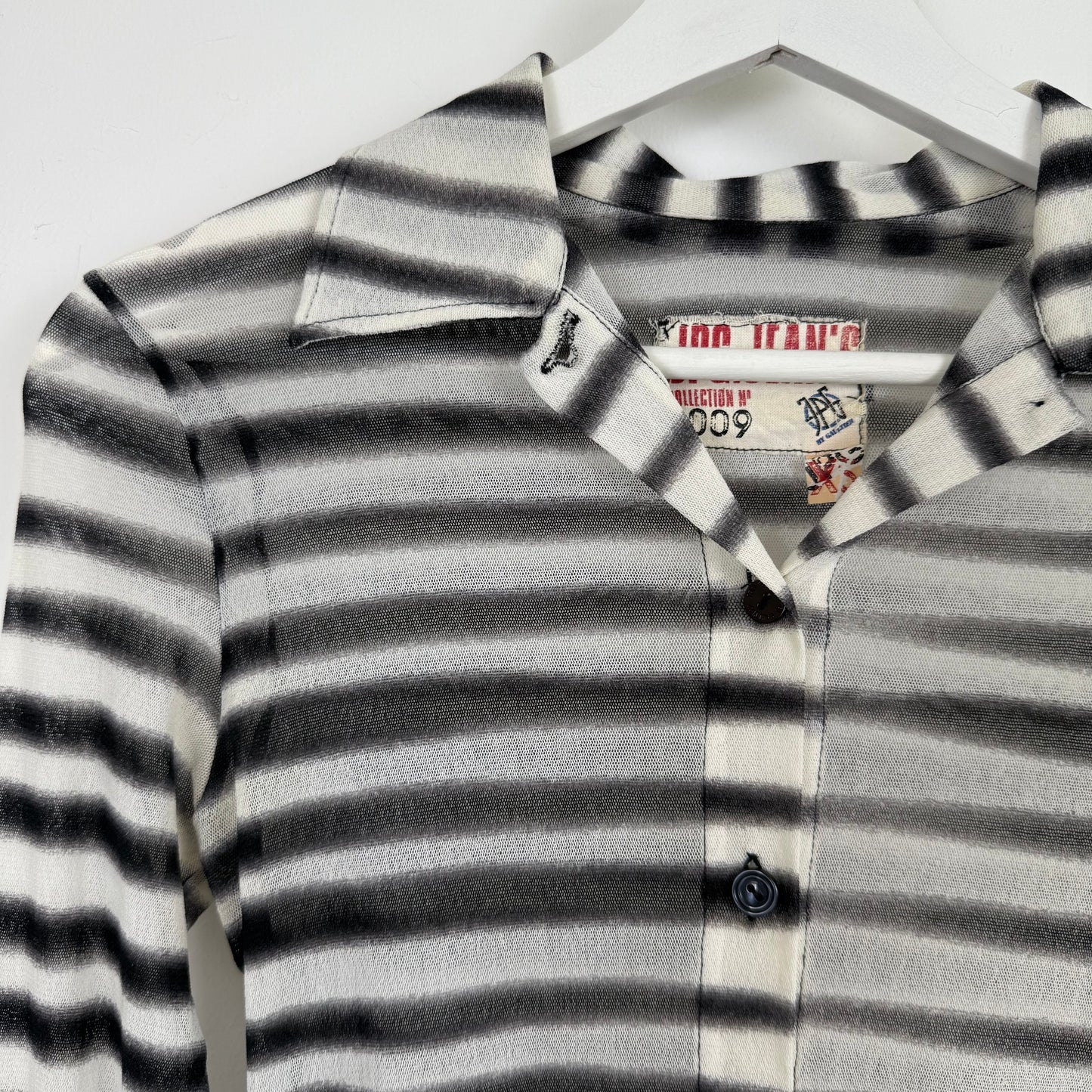 Jean Paul Gaultier JPG. Jean's Blurred Stripe Mesh Top