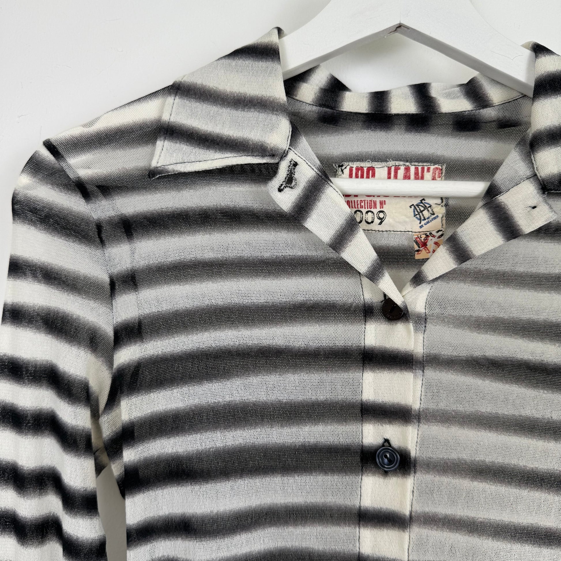Jean Paul Gaultier JPG. Jean's Blurred Stripe Mesh Top
