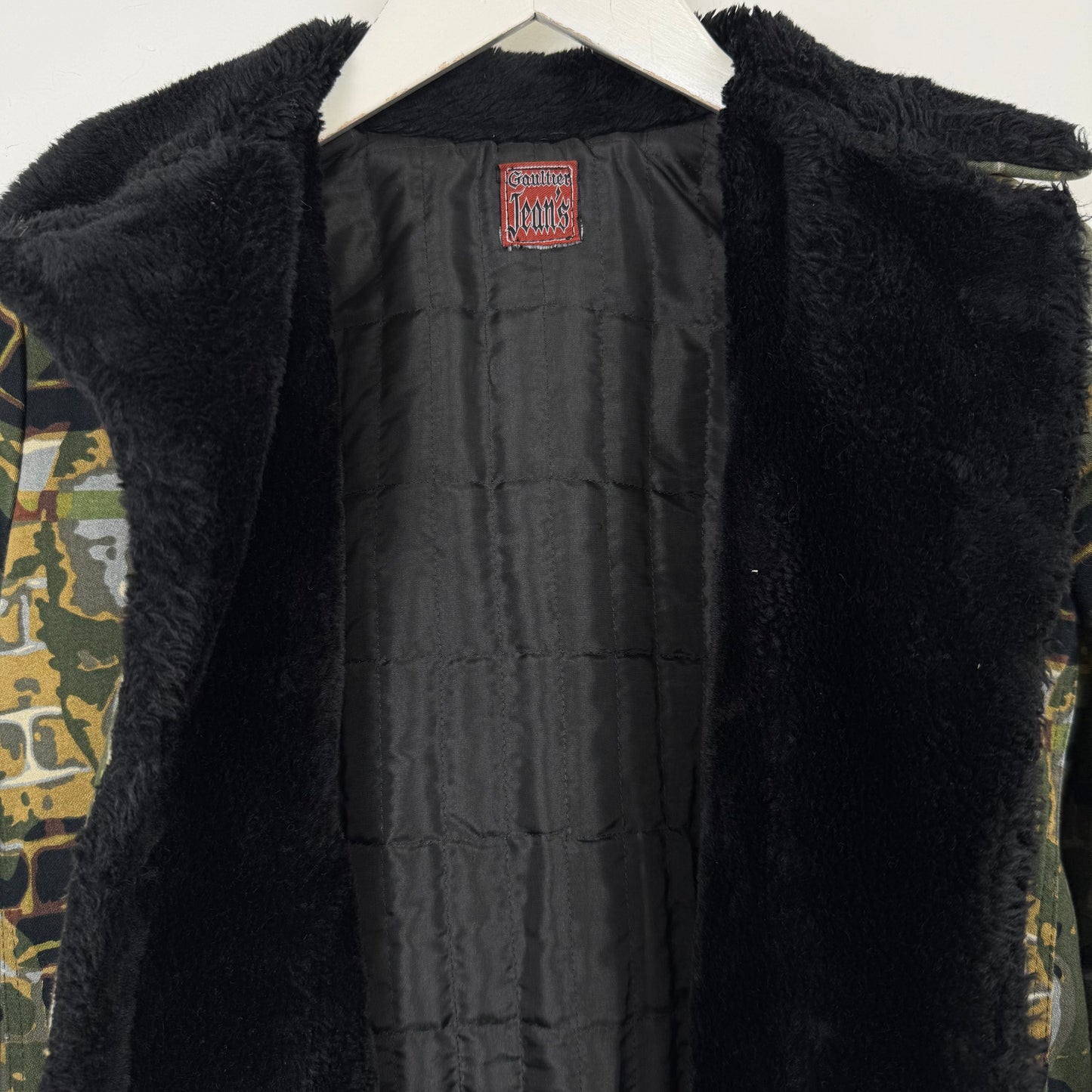 Jean Paul Gaultier 1997 "Fight Racism" Graphic face camo Coat