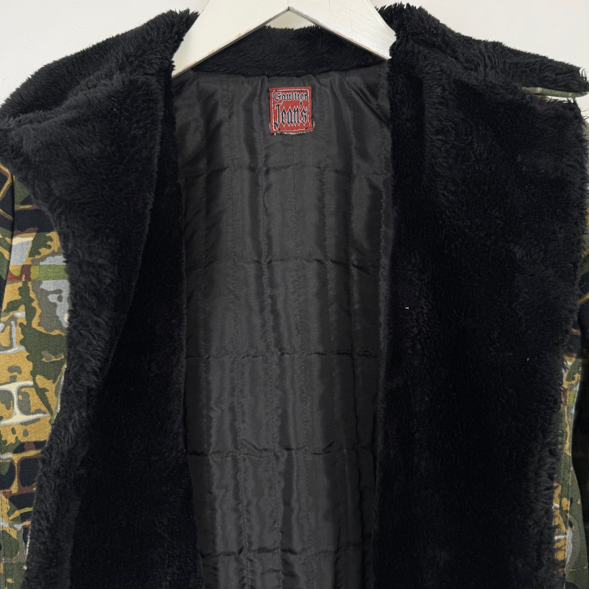 Jean Paul Gaultier 1997 "Fight Racism" Graphic face camo Coat
