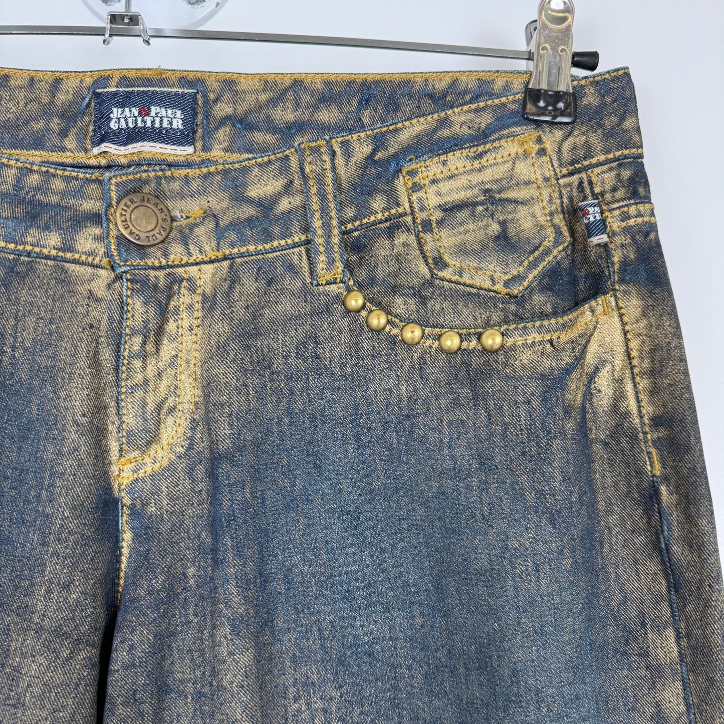 Jean Paul Gaultier (JPG) Gold-Coated Studded Denim