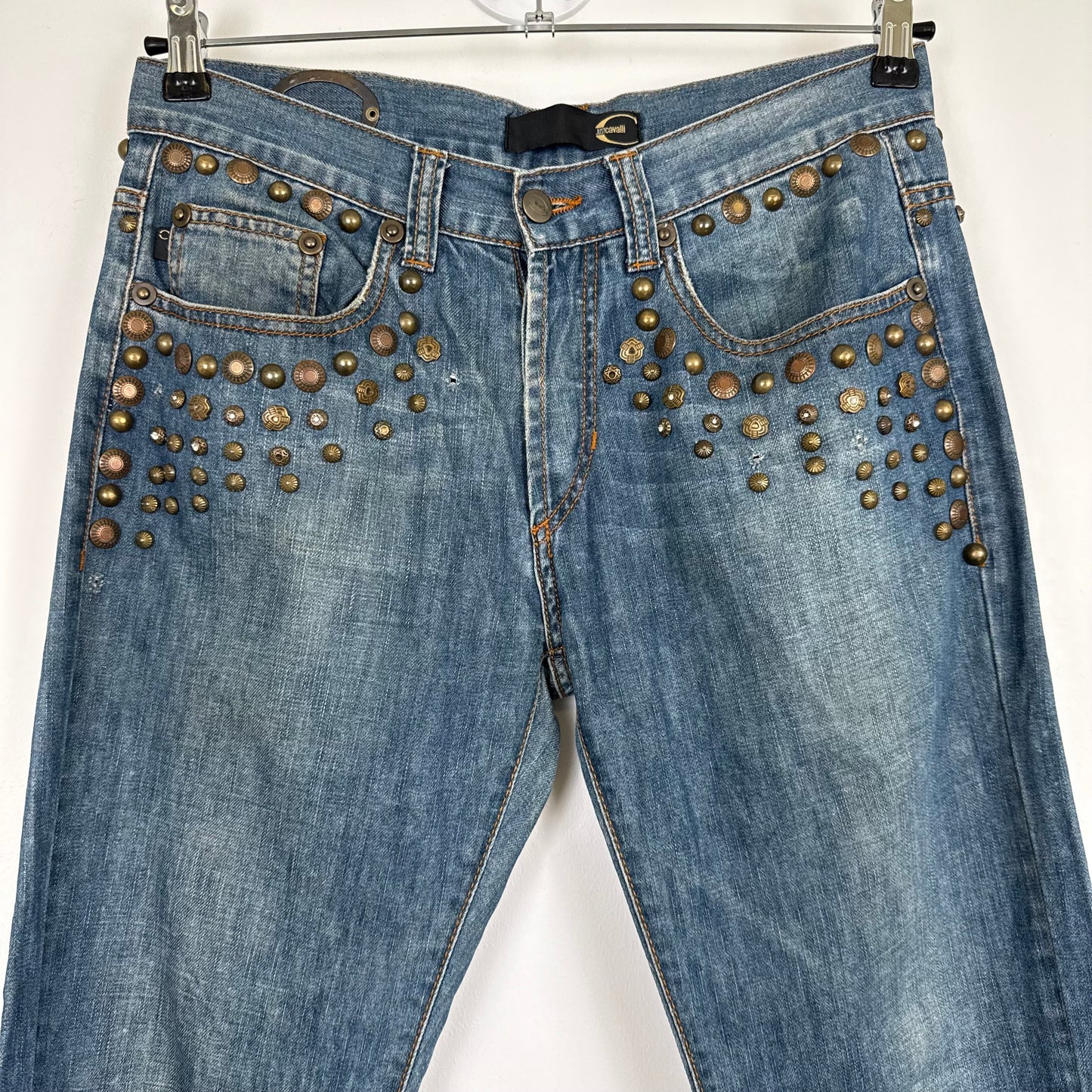 Just Cavalli Vintage Heavy Studded Straight-Leg Jeans