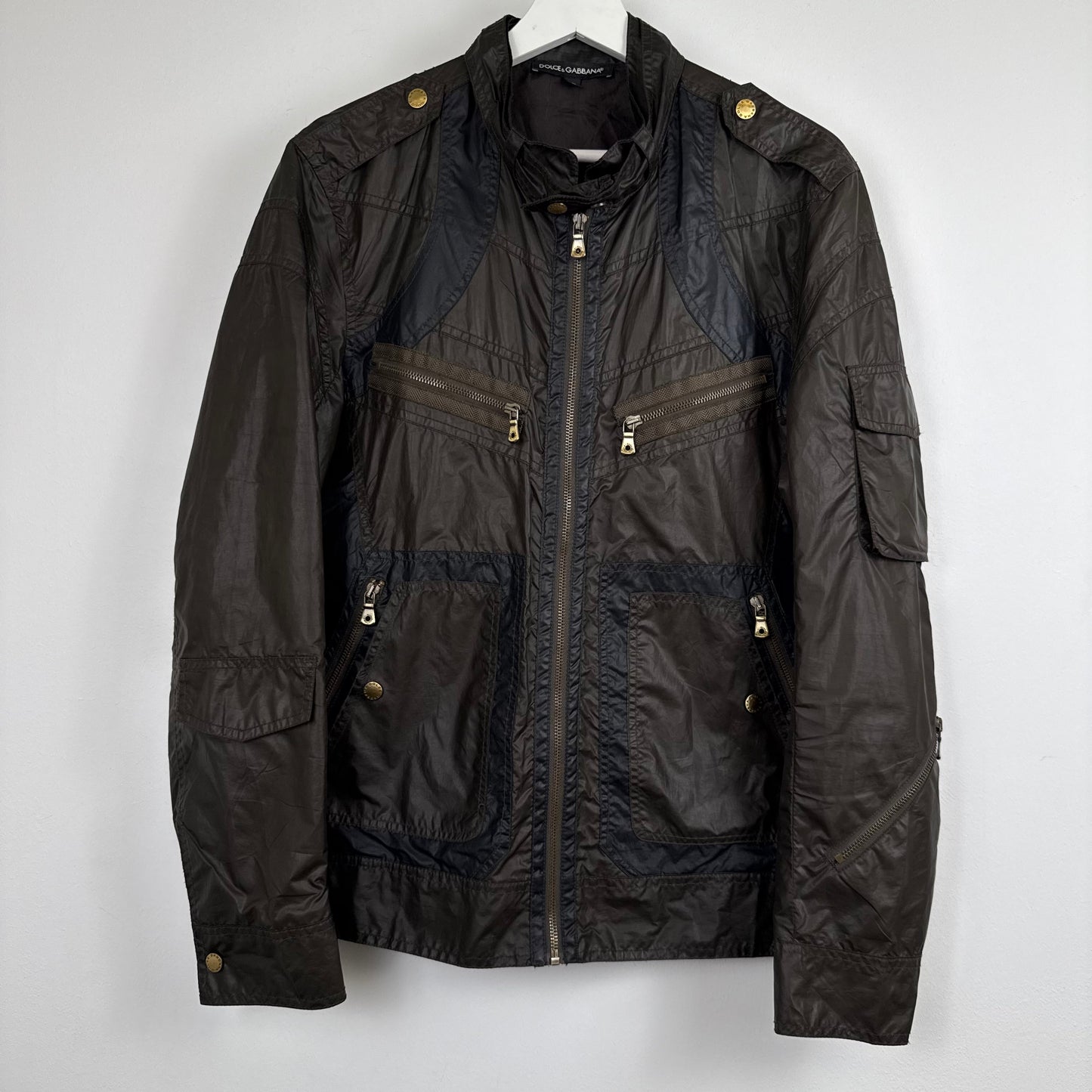 Dolce & Gabbana Vintage 2007 Nylon Utility Jacket ,Cargo Pockets, Khaki/Black