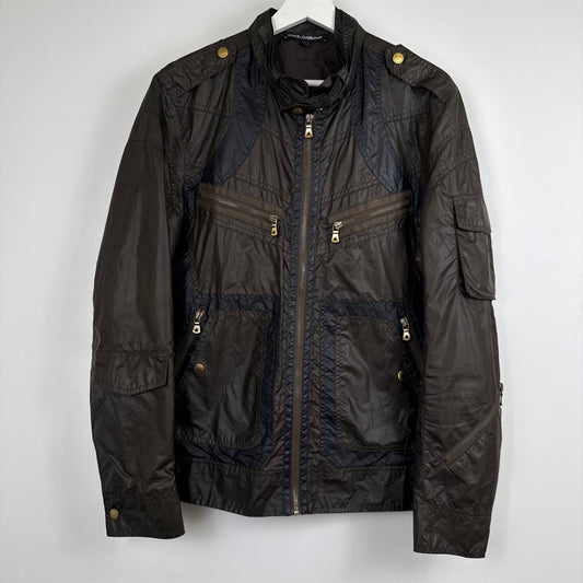 Dolce & Gabbana Vintage 2007 Nylon Utility Jacket ,Cargo Pockets, Khaki/Black
