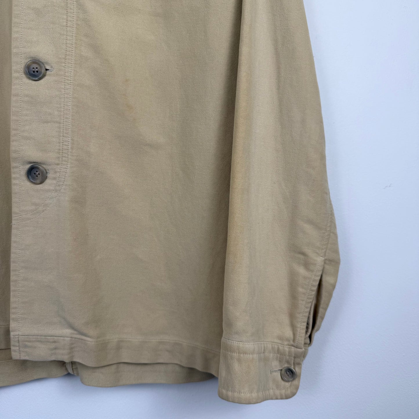 Dries Van Noten Vintage Sand Cotton Zip-Pocket Shirt Jacket (c. Late 1990s / Early 2000s)